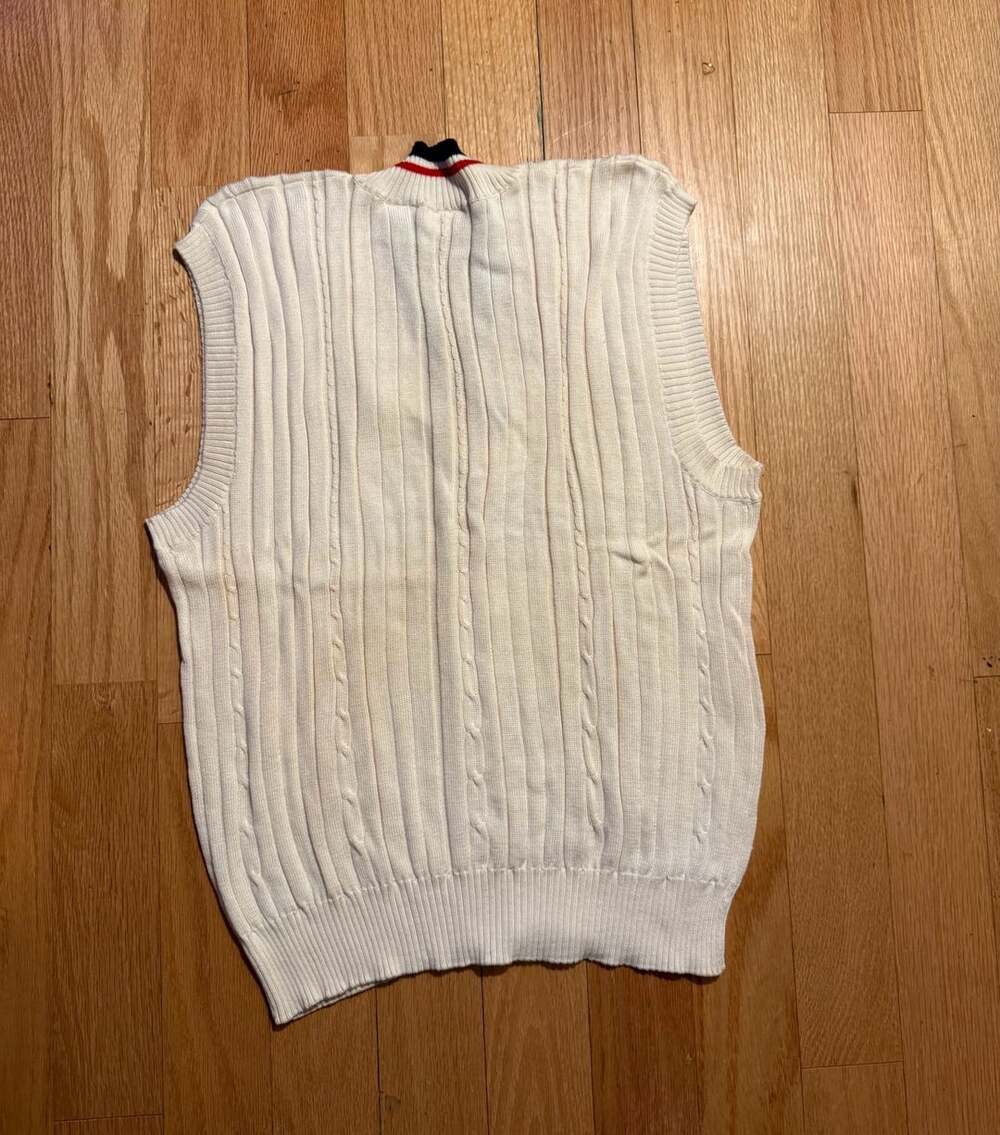 Vintage Ellesse 100% Mercerized Cotton Cable Knit Tennis Sweater Vest